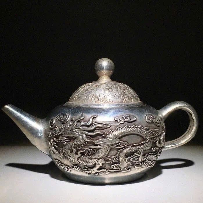  Ấm đồng mạ bạc hoạ rồng phượng BKMECN-9263 