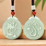  Cặp mặt dây chuyền ngọc bích rồng phượng BKSTCN-9366 