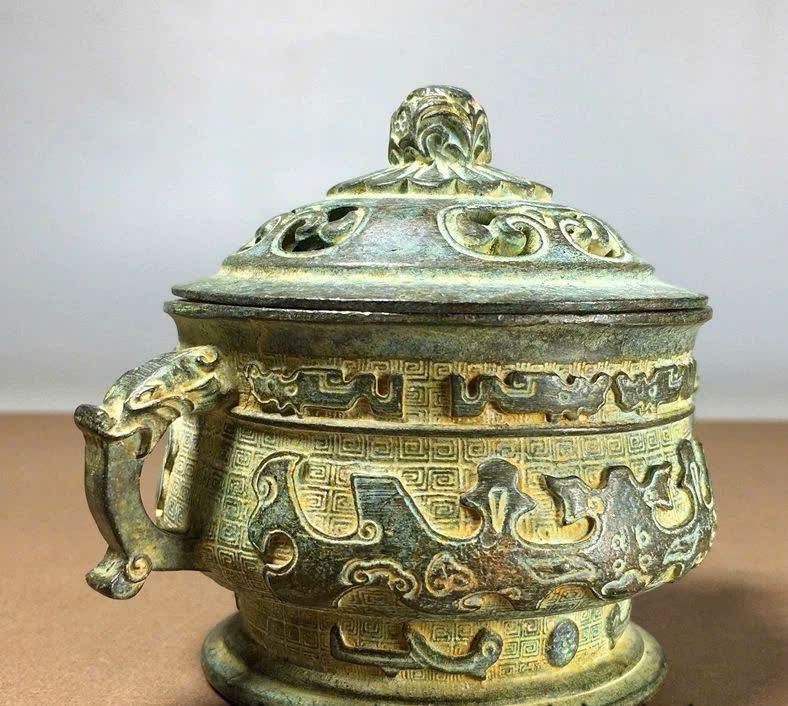  Lư hương đồng xanh cũ sưu tầm BKMECN-9275 