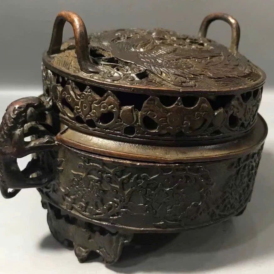  Lư Hương Đồng Xưa – Đúc Long Phượng BKMECN-9276 