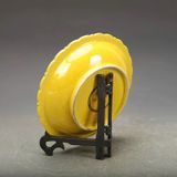  Đĩa thưởng men vàng chanh họa tiết Phượng và Kỳ Lân BKSTCN-9381 