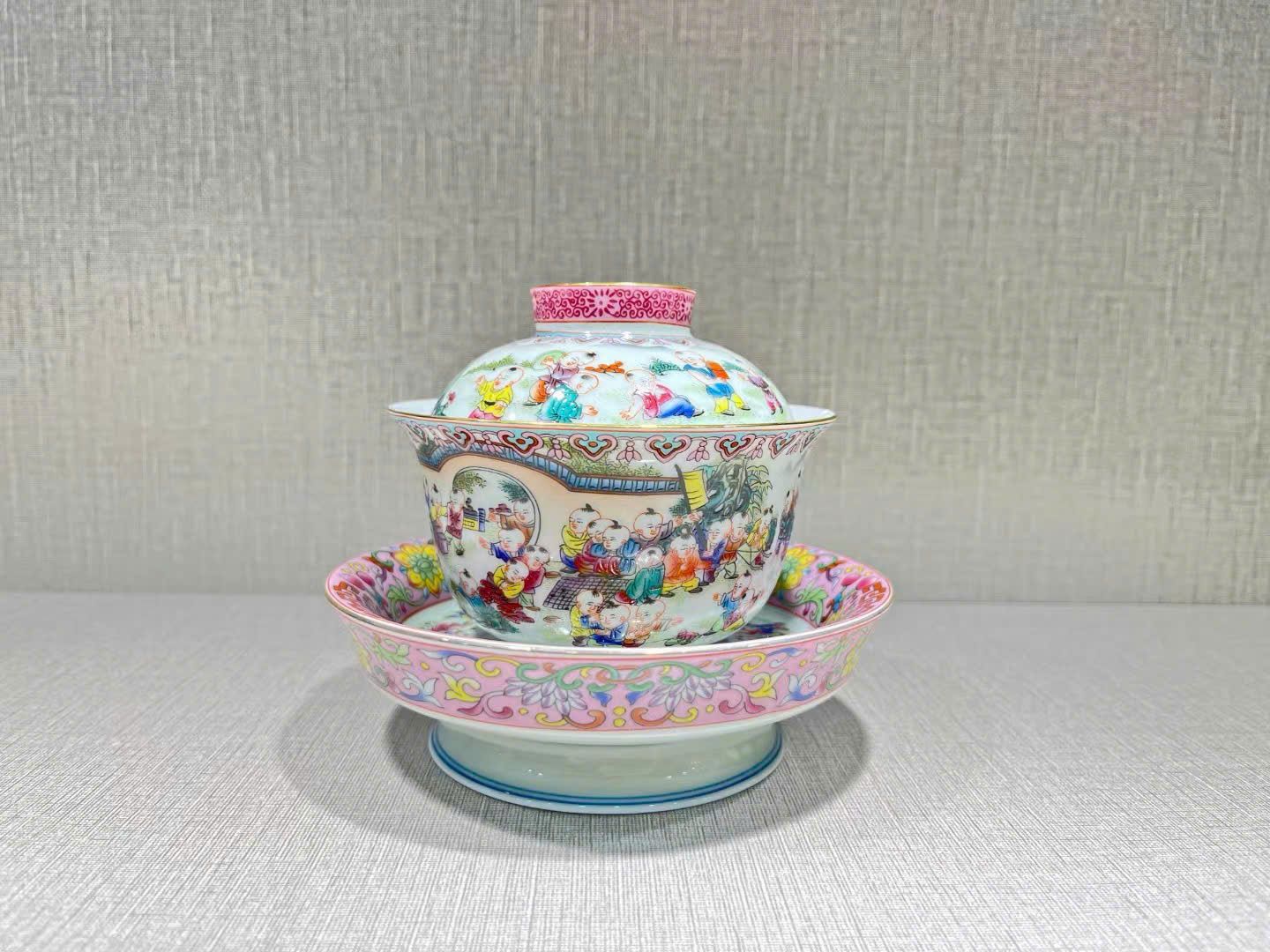  Bộ tách trà kèm đĩa kê họa tiết Bách Nhi Hý BKCECN-9386 