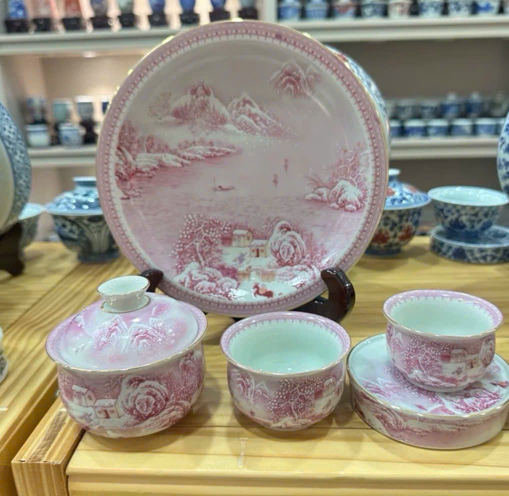  Bộ tách thưởng trà hoạ tiết Hồng Phấn Sơn Thuỷ BKCECN-9387 