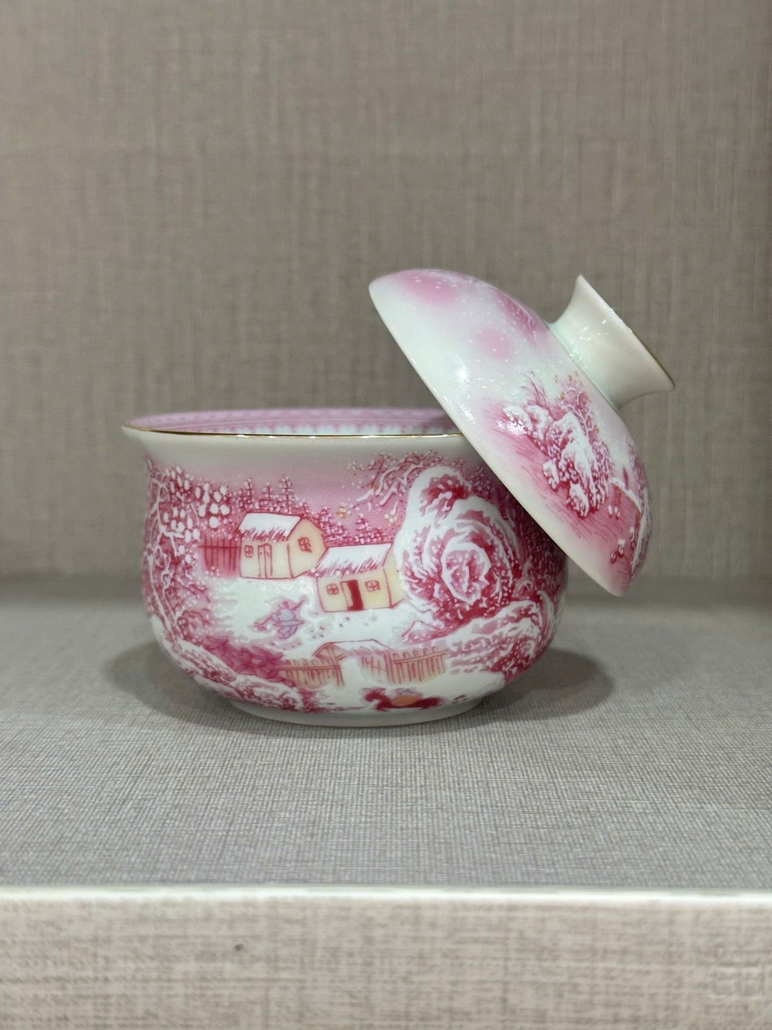  Bộ tách thưởng trà hoạ tiết Hồng Phấn Sơn Thuỷ BKCECN-9387 