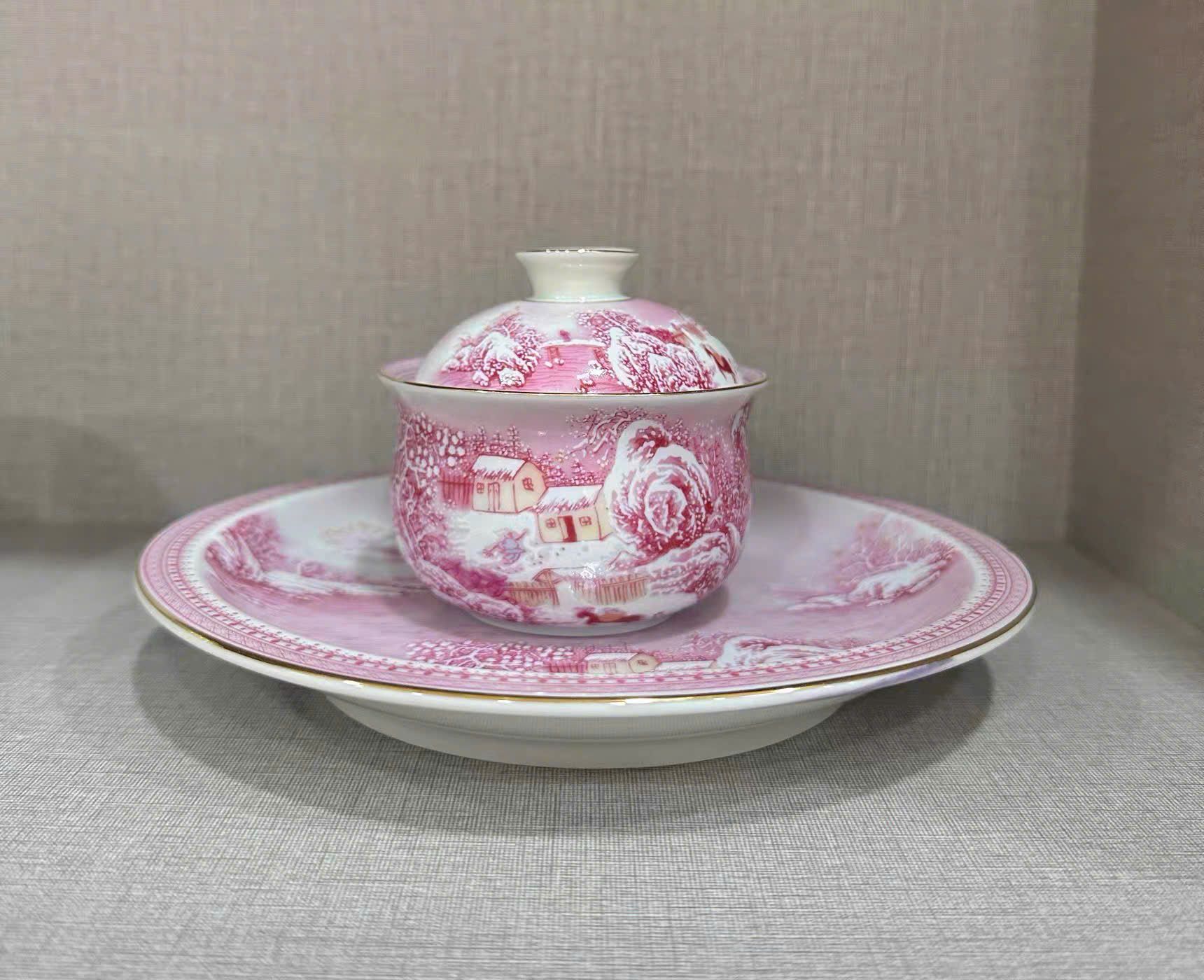  Bộ tách thưởng trà hoạ tiết Hồng Phấn Sơn Thuỷ BKCECN-9387 