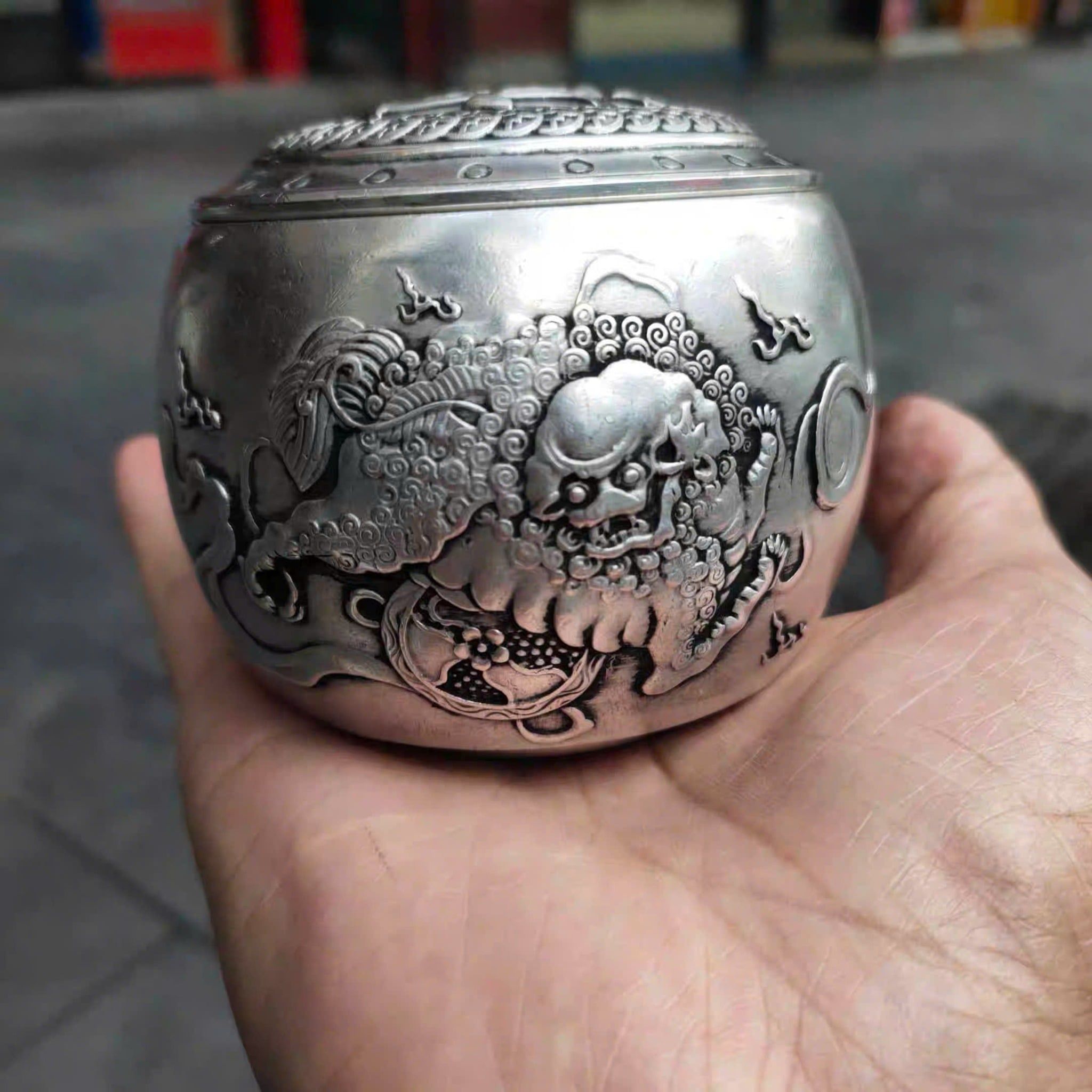  Hũ bạc trạm khắc Sư Tử BKMECN-9353 