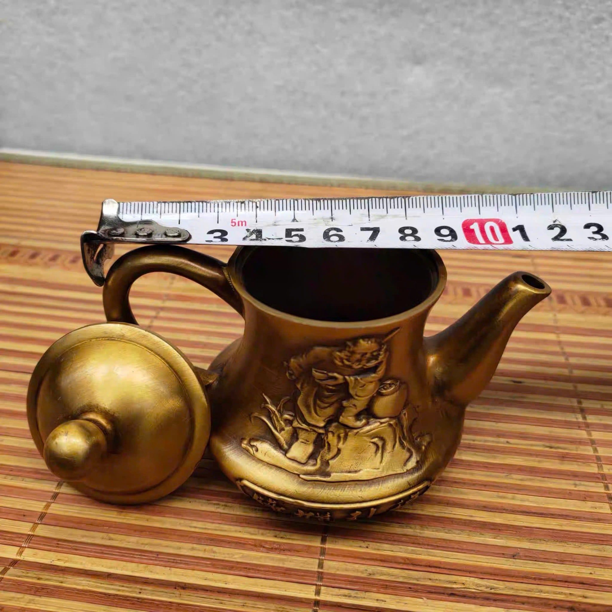  Ấm đồng cũ sưu tầm Đạt Ma múa quyền BKMECN-9357 