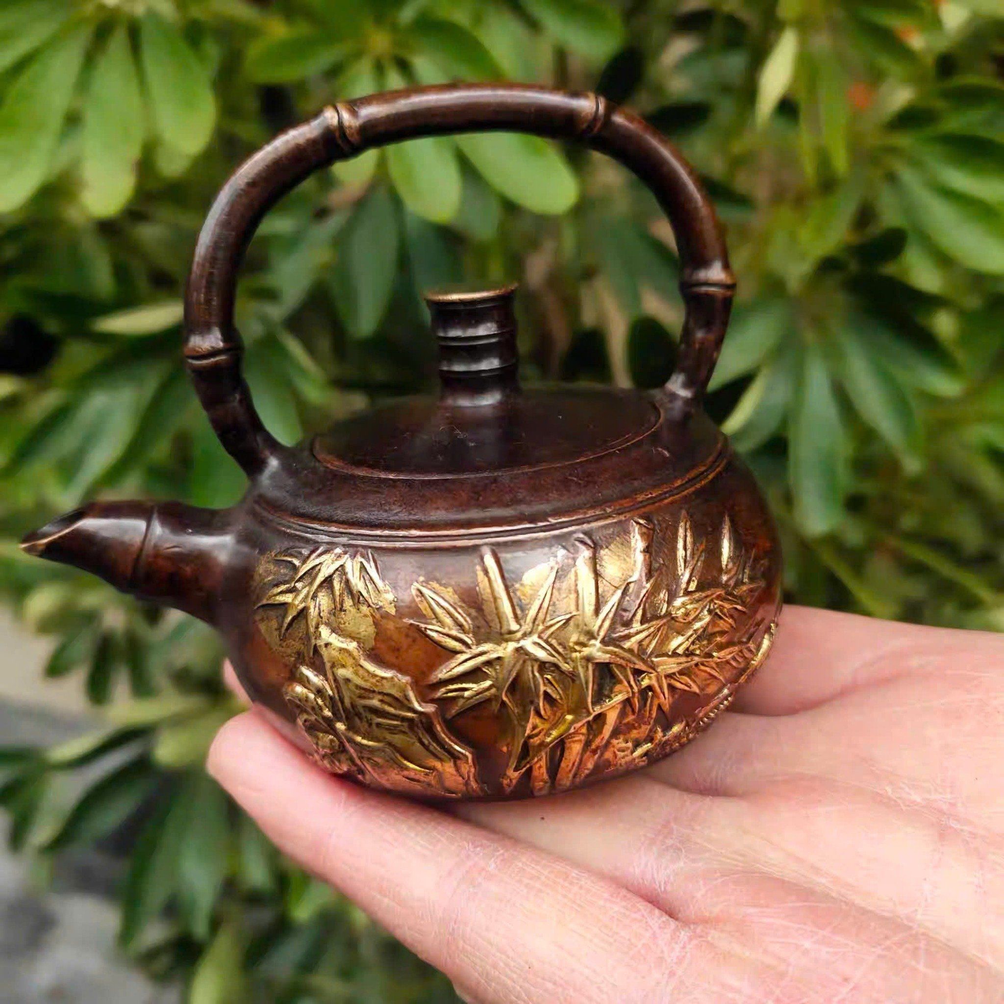  Ấm Trúc đồng đỏ cũ sưu tầm trong dân có chiện BKMECN-9358 