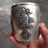  Hũ bạc sưu tầm đồng cũ tráng bạc họa tiết Phúc Lộc Tam Tinh BKMECN-9361 