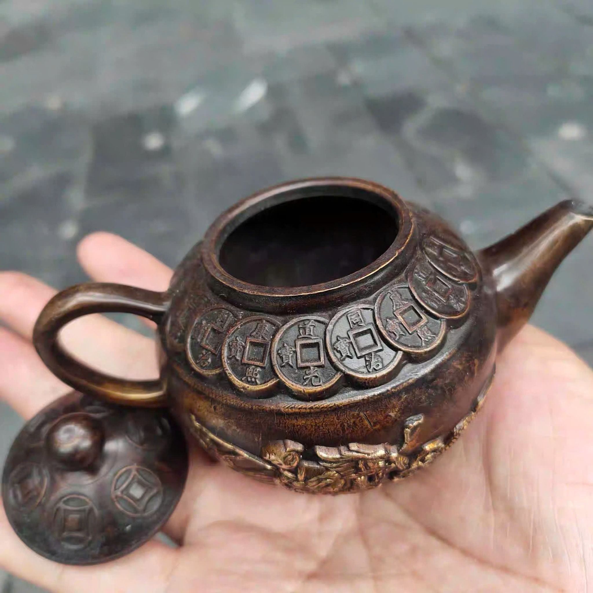  Ấm đồng sưu tầm đồng thau cũ BKMECN-9362 