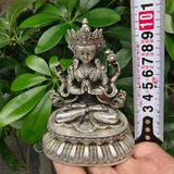  Tượng Quan Thế Âm Bồ Tát đồng cũ phủ bạc 