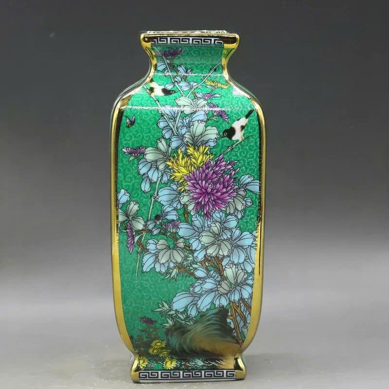  Bình gốm sưu tầm hoạ tiết hoa chim men xanh BKCECN-9395 