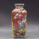  Bình gốm sưu tầm hoạ tiết hoa chim men đỏ BKCECN-9396 