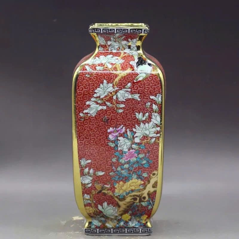  Bình gốm sưu tầm hoạ tiết hoa chim men đỏ BKCECN-9396 