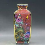  Bình gốm sưu tầm hoạ tiết hoa chim men đỏ BKCECN-9396 