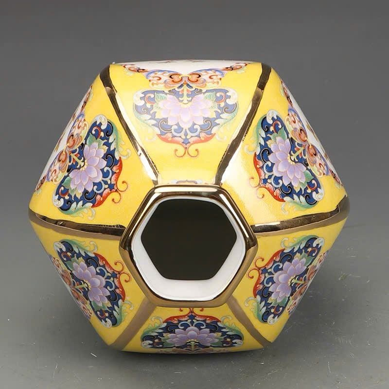  Bình lục giác men Pháp Lang họa tiết hoa điểu BKCECN-9397 