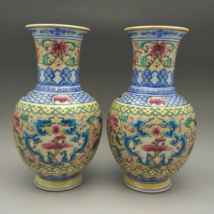  Cặp Bình Thưởng Phấn Thái Long Phụng Hoa Sen BKCECN-9386 