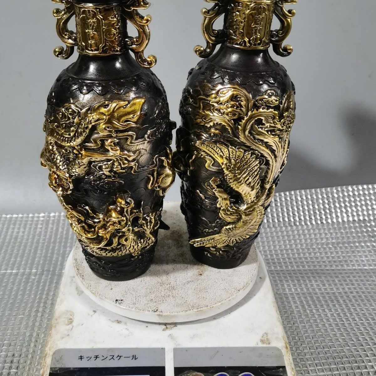  Cặp bình đồng Long Phượng cũ sưu tầm BKMECN-9370 