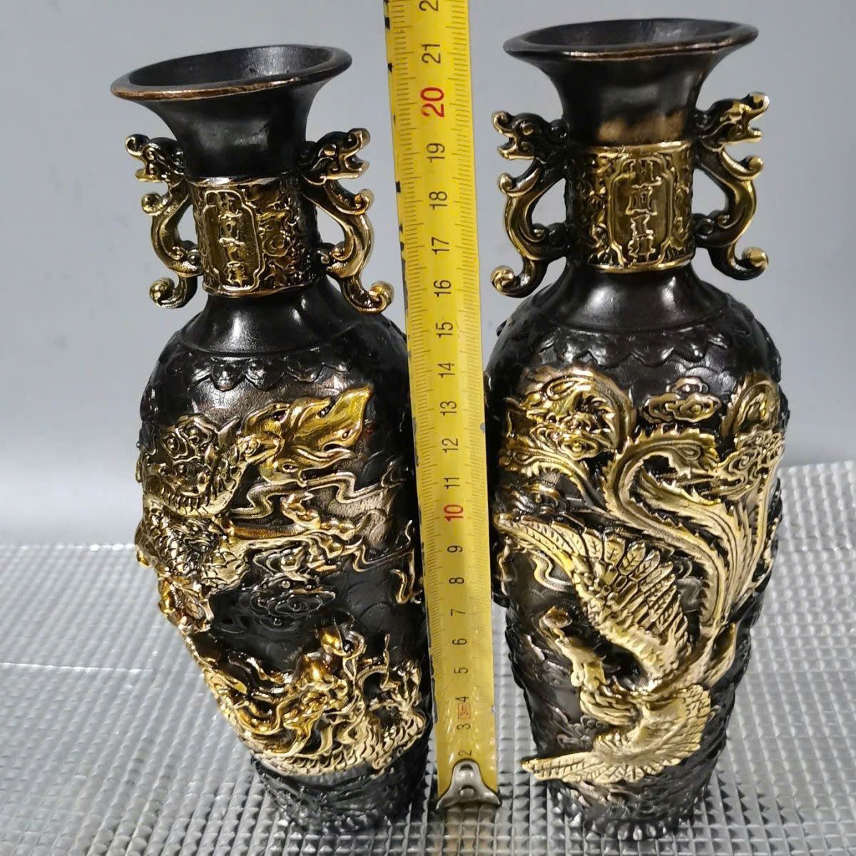  Cặp bình đồng Long Phượng cũ sưu tầm BKMECN-9370 