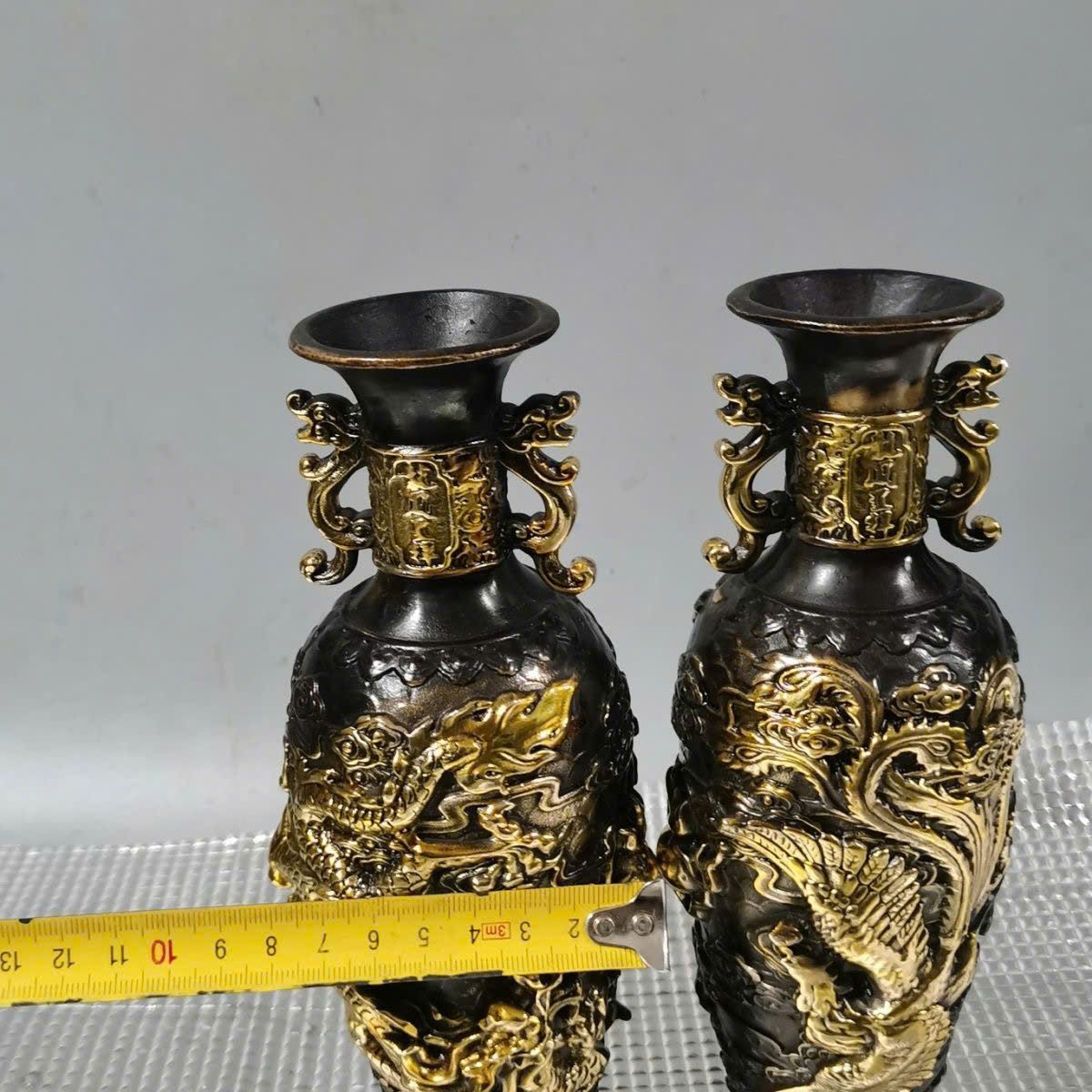  Cặp bình đồng Long Phượng cũ sưu tầm BKMECN-9370 