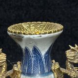  Cặp bình sứ đồng quai rồng khảm ngọc cổ sưu tầm BKMECN-9373 