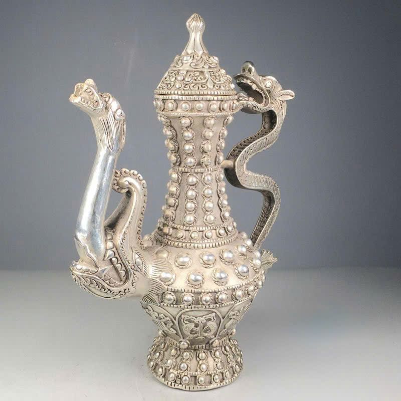  Ấm đồng mạ bạc quai rồng BKMECN-9380 