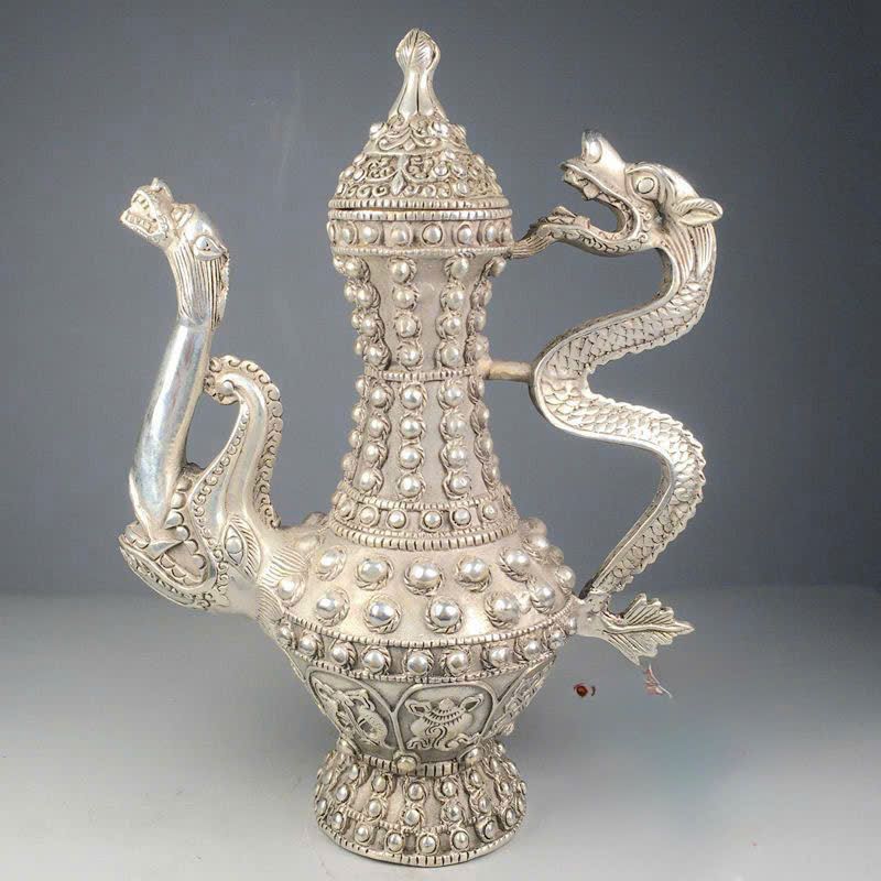  Ấm đồng mạ bạc quai rồng BKMECN-9380 