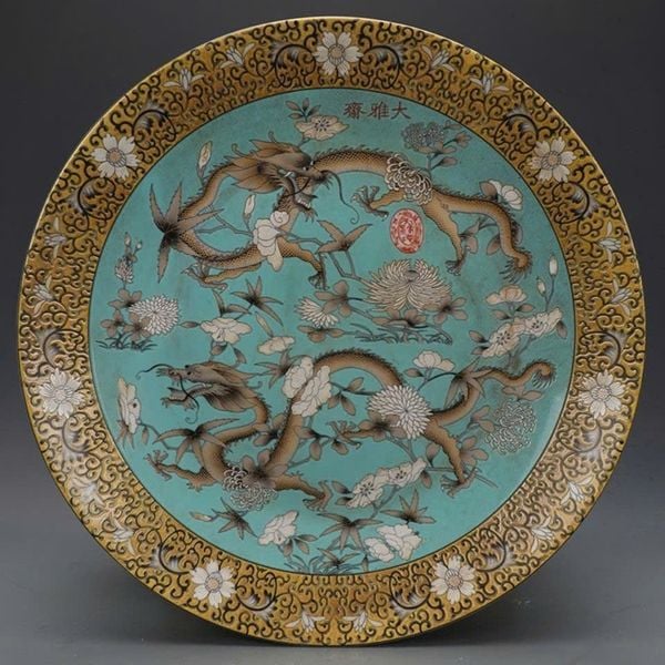  Đĩa thưởng Song Long hý châu 35 cm sưu tầm BKCECN-9395 