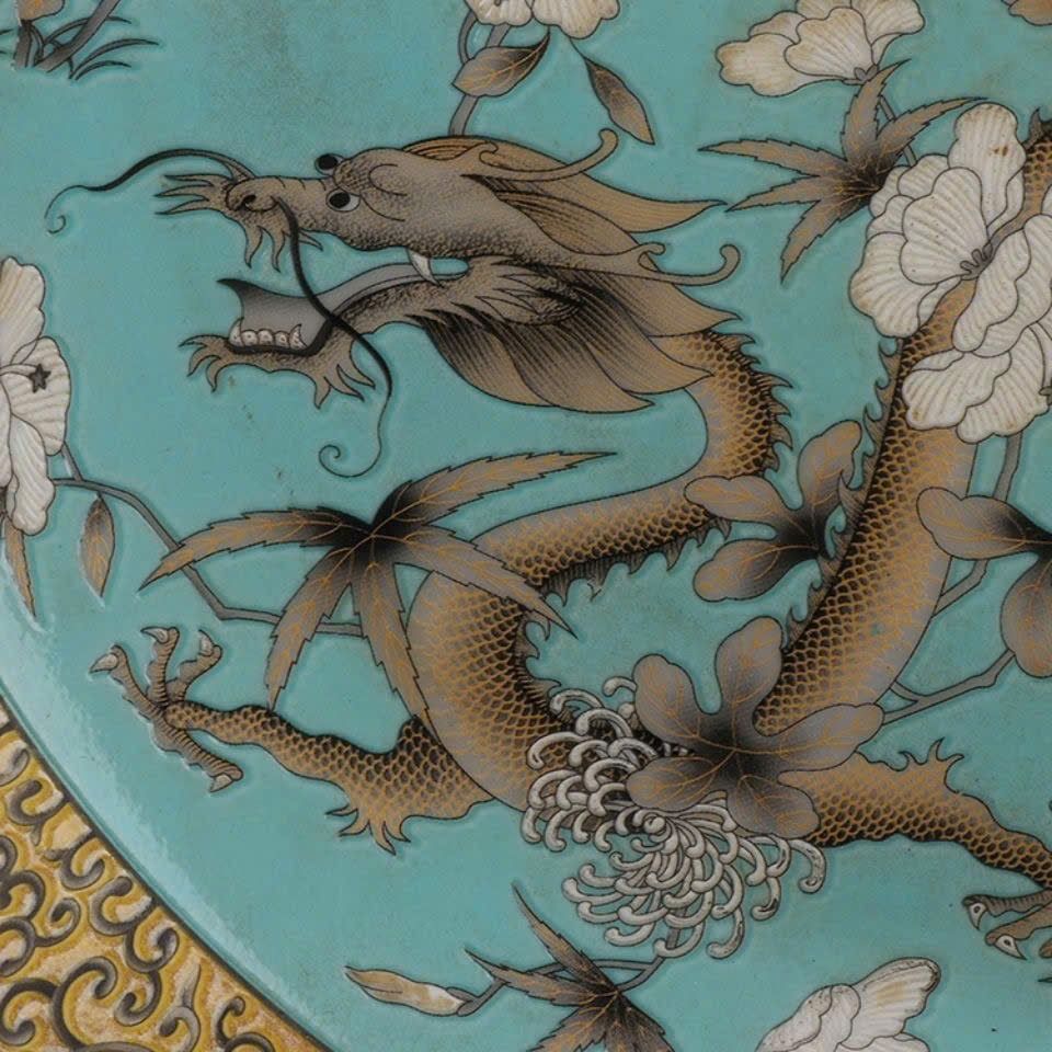  Đĩa thưởng Song Long hý châu 35 cm sưu tầm BKCECN-9395 