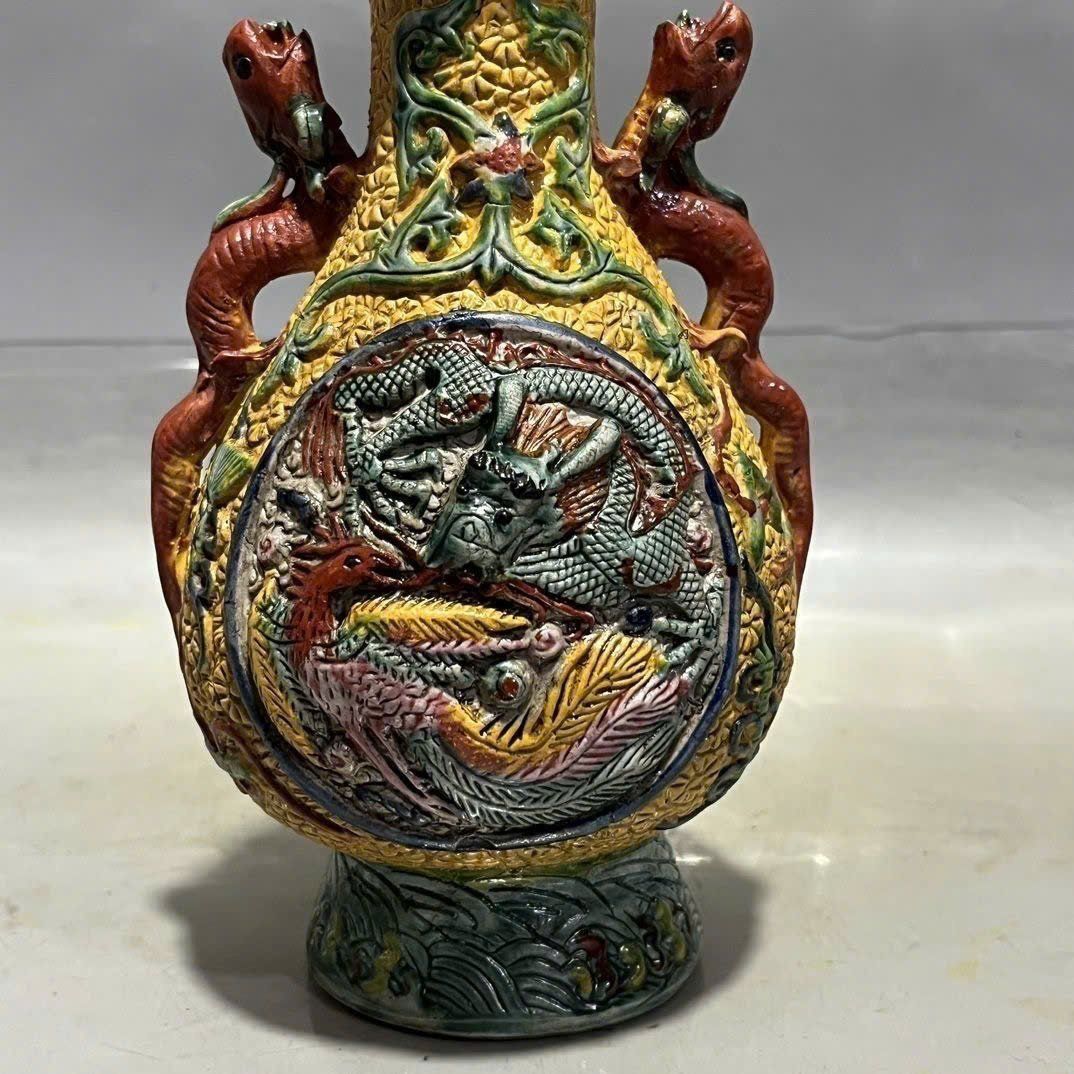  Bình gốm cổ họa tiết Rồng Phượng BKCECN-9404 