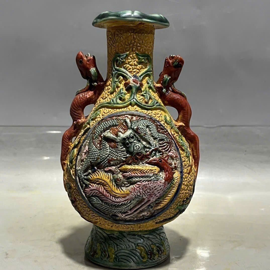  Bình gốm cổ họa tiết Rồng Phượng BKCECN-9404 