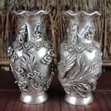  Cặp Bình Bạc cũ Rồng Phượng sưu tầm BKMECN-9380 