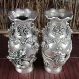  Cặp Bình Bạc cũ Rồng Phượng sưu tầm BKMECN-9380 