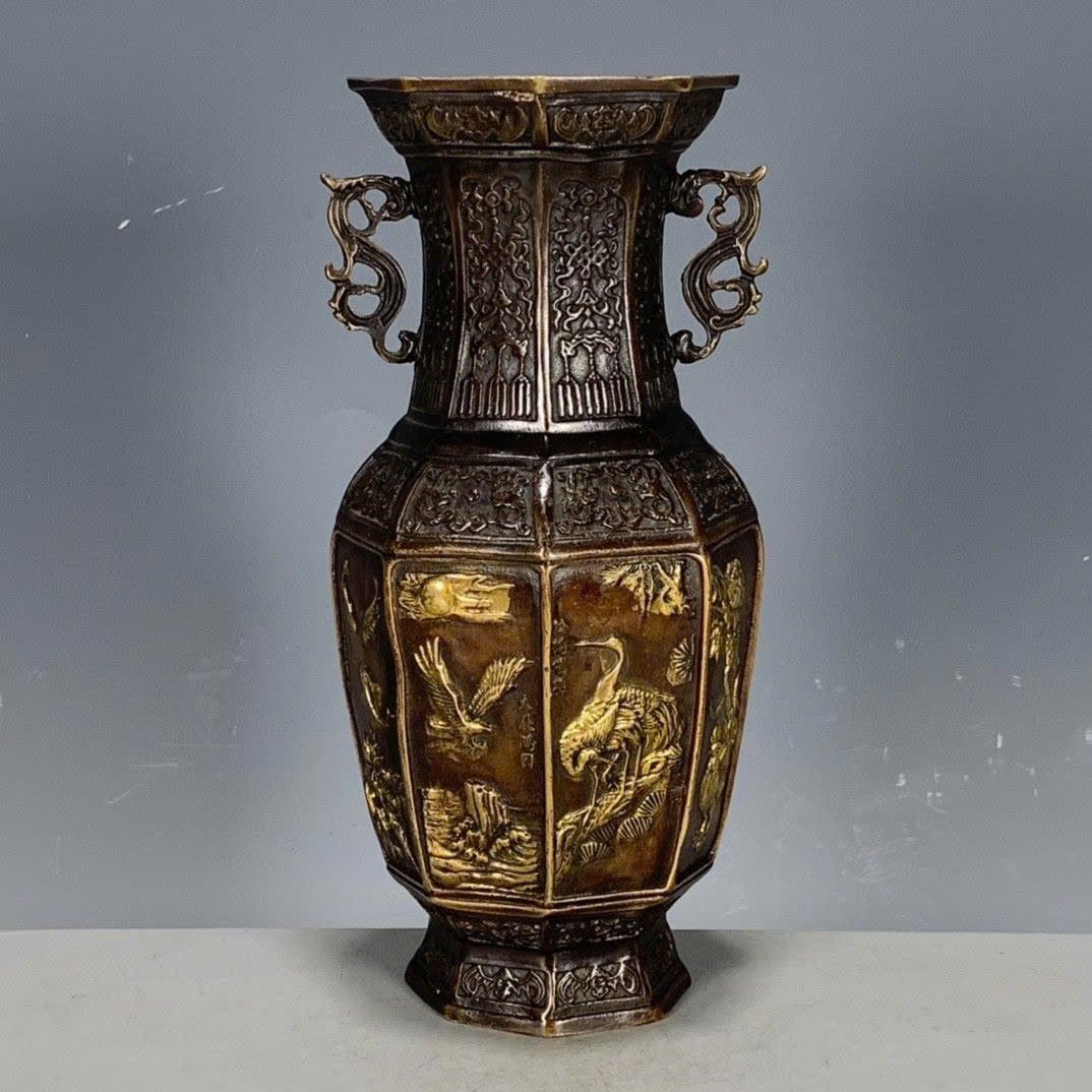  Bình đồng cũ Thông Hạc sưu tầm BKMECN-9381 