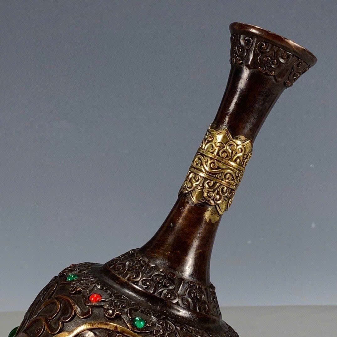  Bình Đồng nguyên chất hàng cũ sưu tầm mạ Vàng BKMECN-9382 