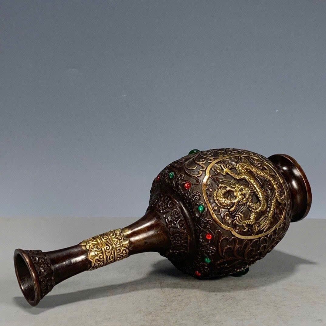  Bình Đồng nguyên chất hàng cũ sưu tầm mạ Vàng BKMECN-9382 