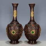  Bình Đồng nguyên chất hàng cũ sưu tầm mạ Vàng BKMECN-9382 