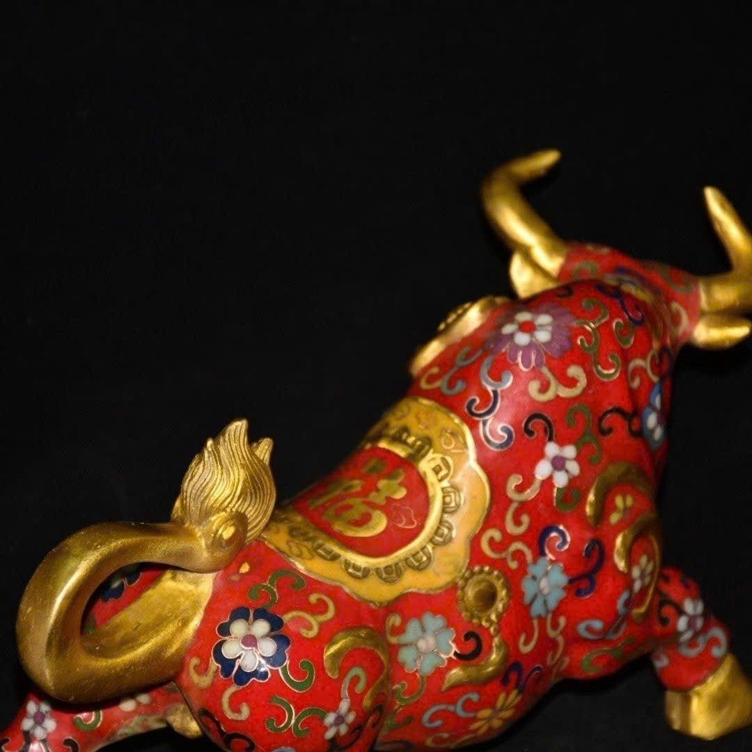  Bò Tót đồng pháp lam xưa sưu tầm BKMECN-9384 