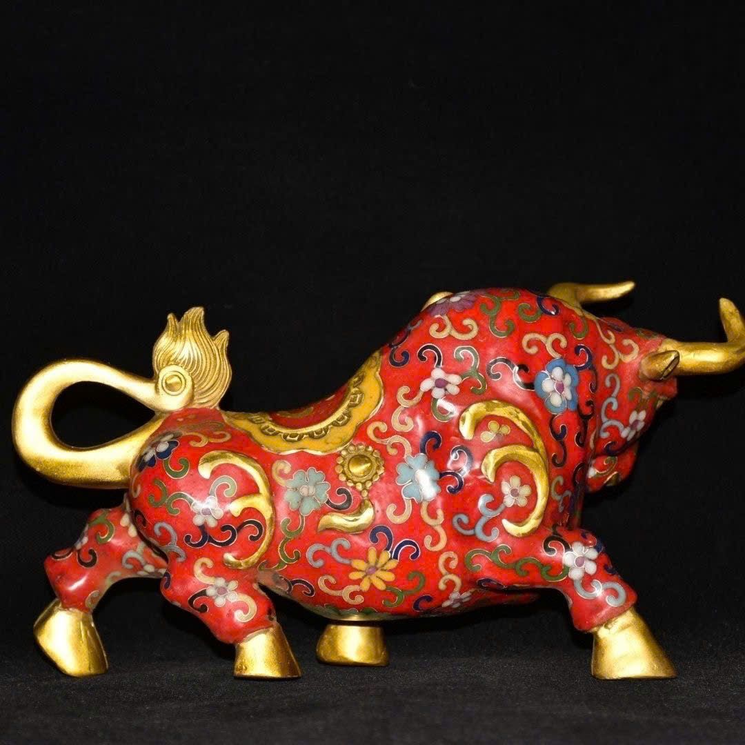  Bò Tót đồng pháp lam xưa sưu tầm BKMECN-9384 