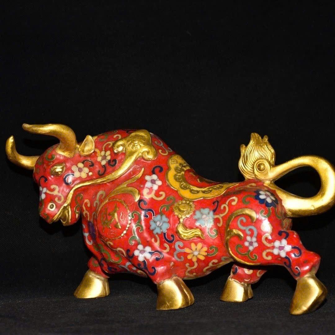  Bò Tót đồng pháp lam xưa sưu tầm BKMECN-9384 