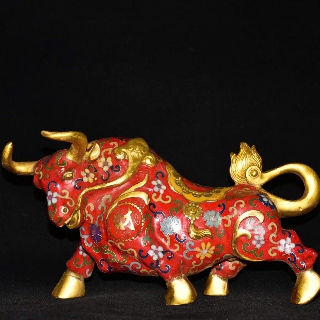  Bò Tót đồng pháp lam xưa sưu tầm BKMECN-9384 