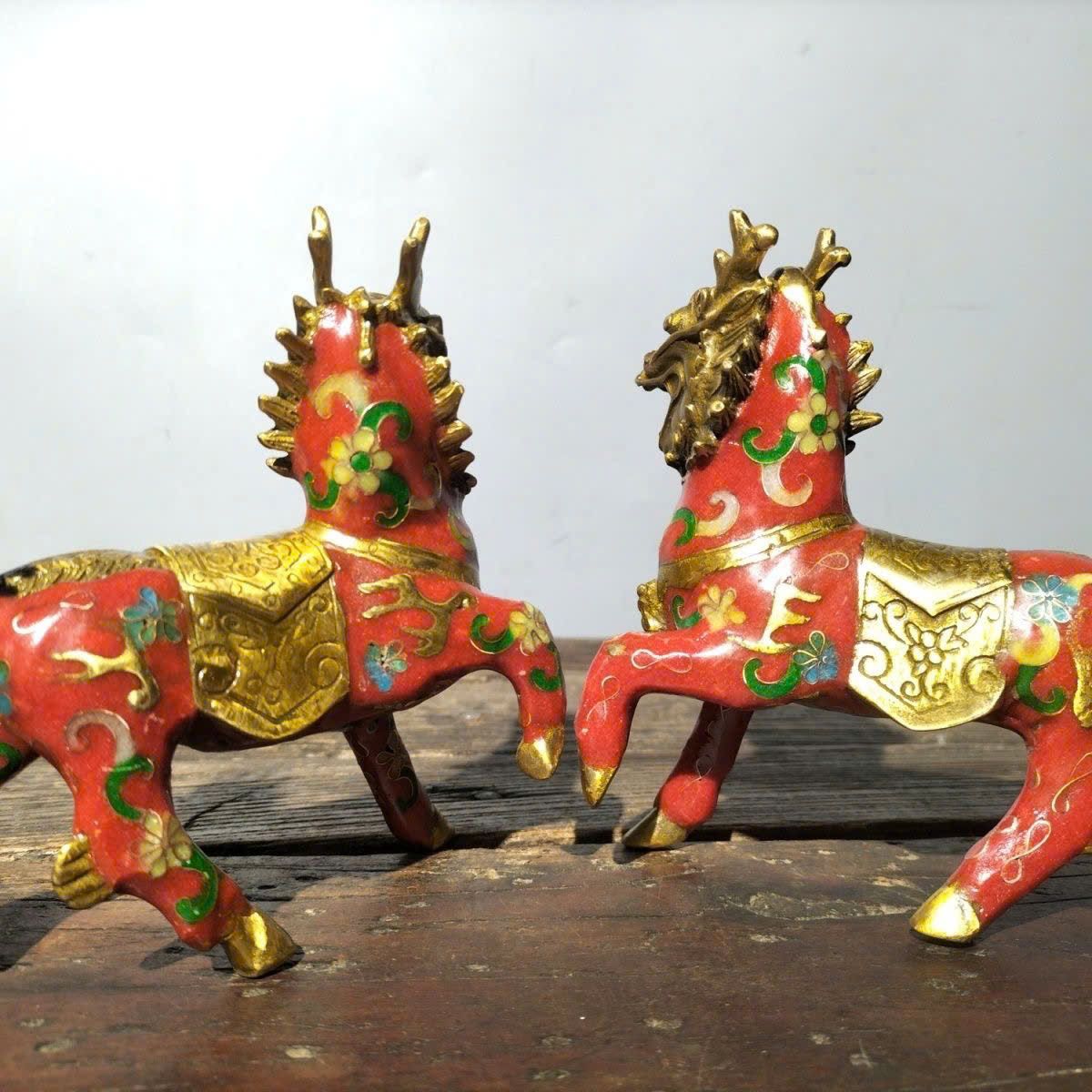  Hoả Kỳ Lân đồng pháp lam xưa sưu tầm BKMECN-9385 