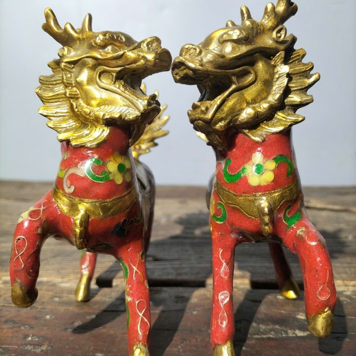  Hoả Kỳ Lân đồng pháp lam xưa sưu tầm BKMECN-9385 