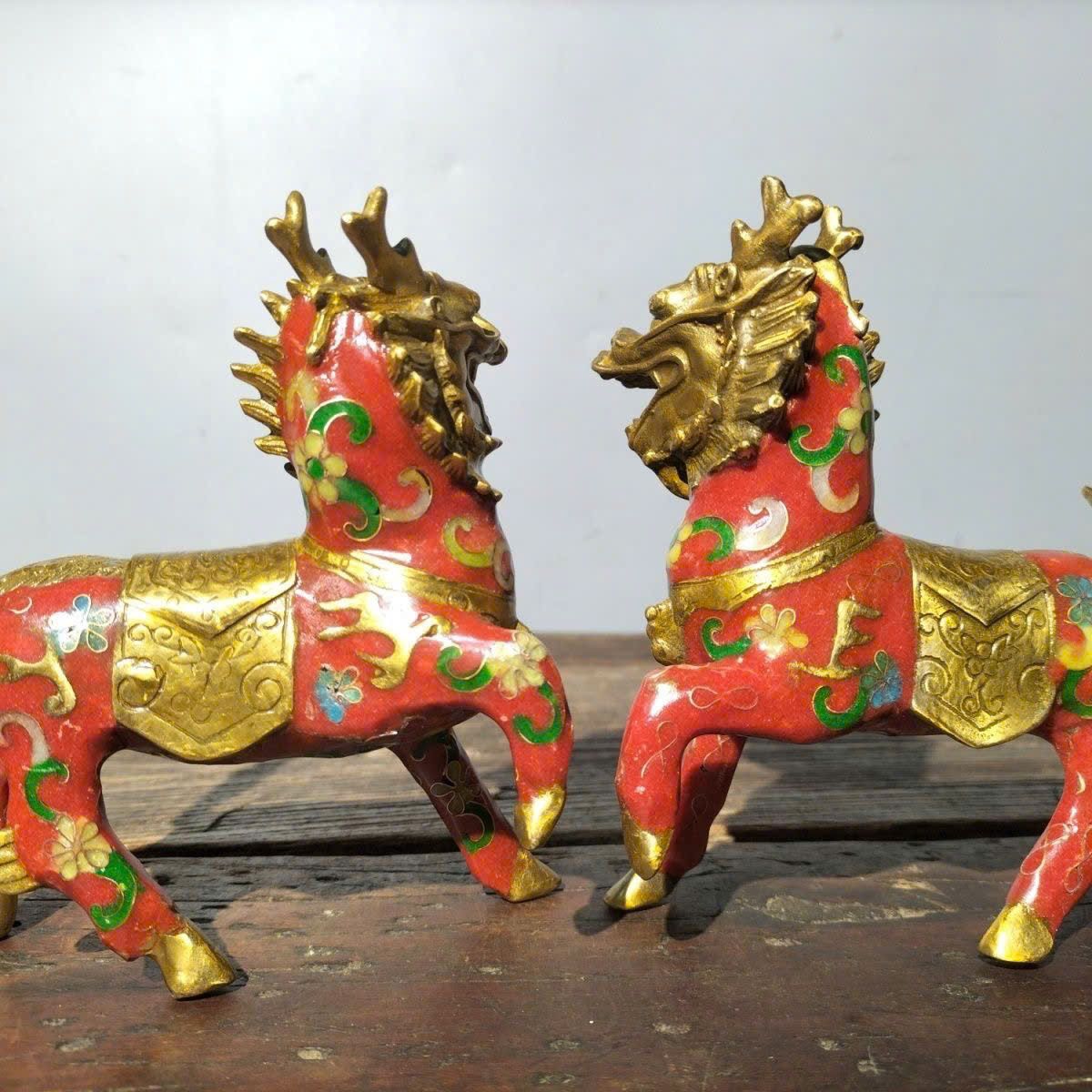  Hoả Kỳ Lân đồng pháp lam xưa sưu tầm BKMECN-9385 