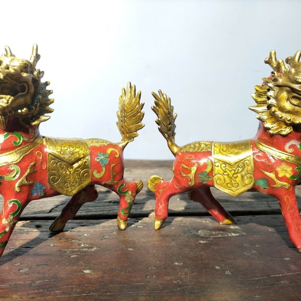  Hoả Kỳ Lân đồng pháp lam xưa sưu tầm BKMECN-9385 