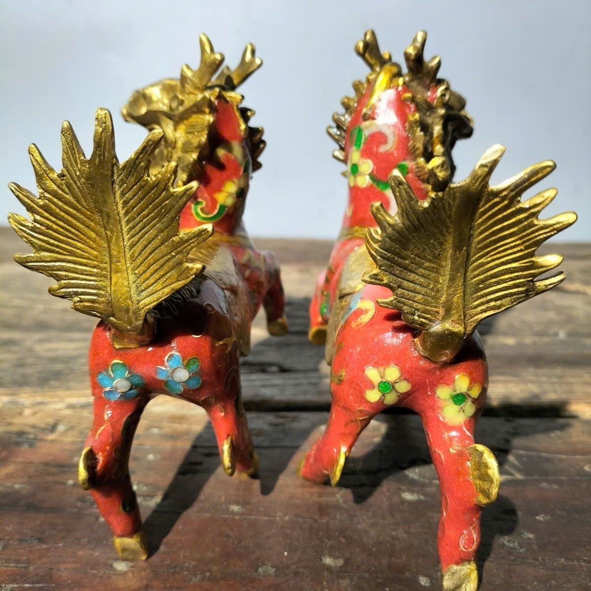  Hoả Kỳ Lân đồng pháp lam xưa sưu tầm BKMECN-9385 