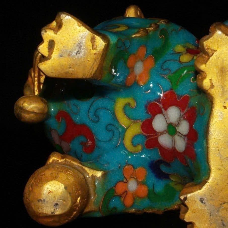  Đôi Sư Tử Đồng pháp lam xưa sưu tầm BKMECN-9386 