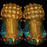  Đôi Sư Tử Đồng pháp lam xưa sưu tầm BKMECN-9386 