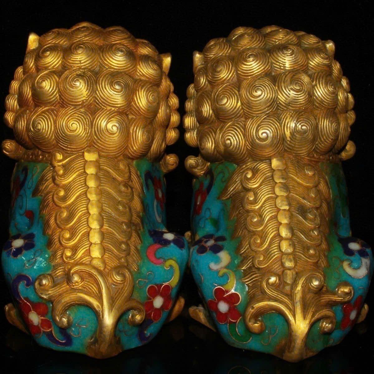  Đôi Sư Tử Đồng pháp lam xưa sưu tầm BKMECN-9386 