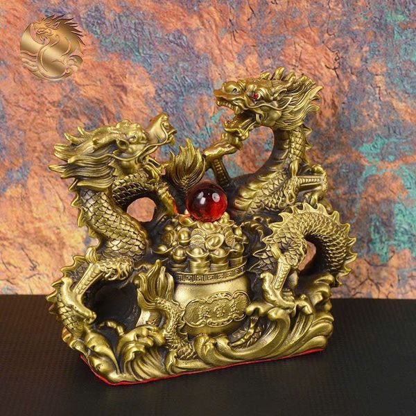  Tượng Song Long Hý Châu đồng nguyên khối sưu tầm BKMECN-9388 